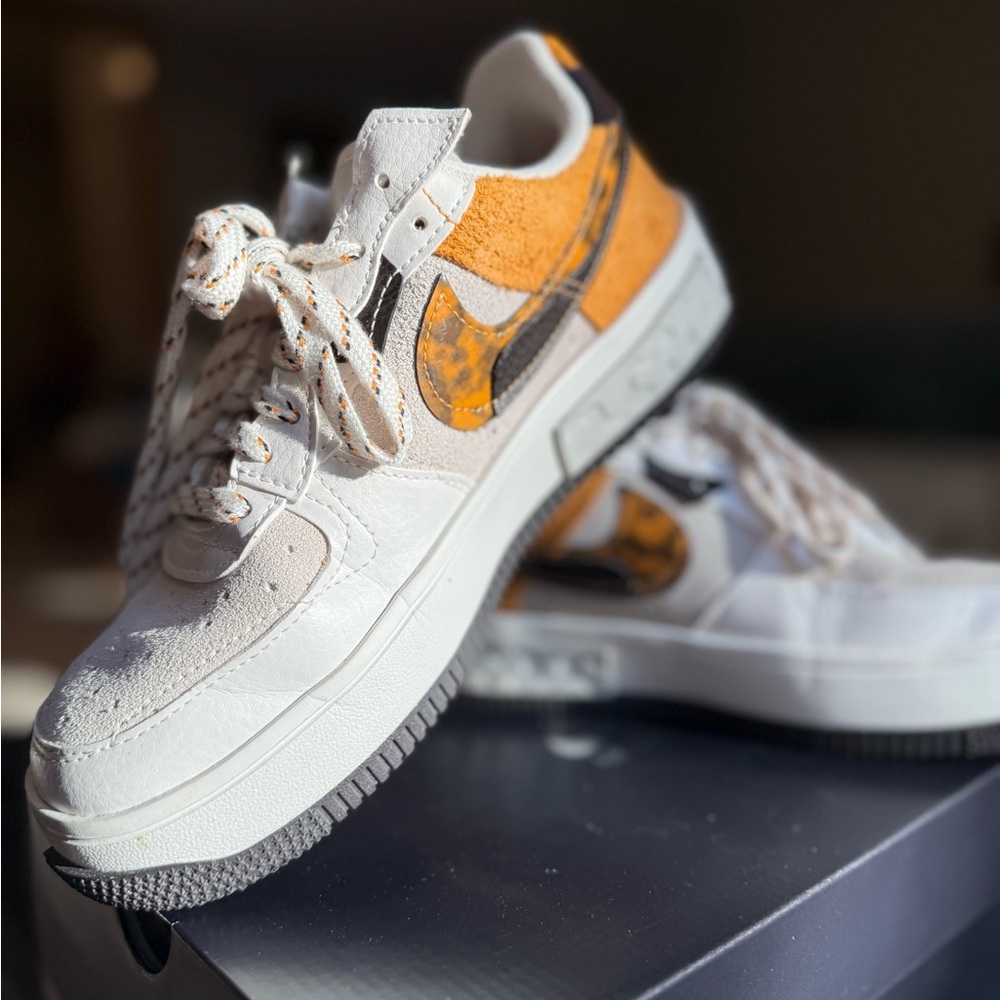 Nike Women’s Sneakers White and Orange Suede Accent
